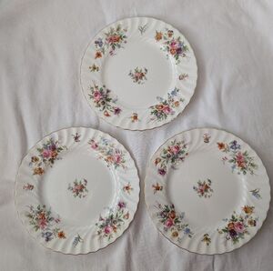 Vintage Minton Marlow Bone China Multicolor Floral Swirl Rim Salad Plates - 3